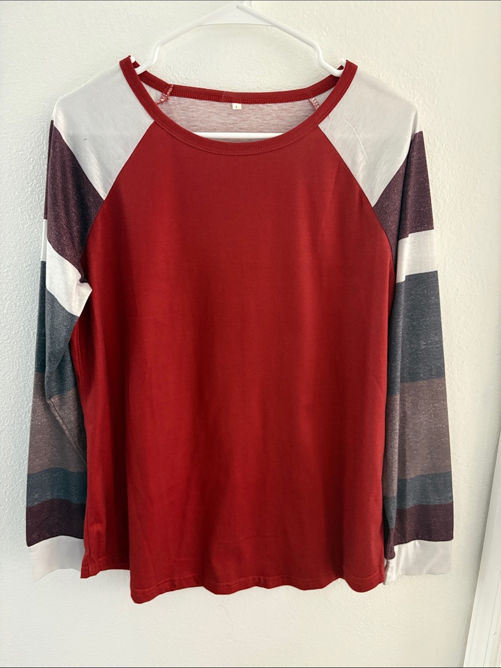 Women's Red Raglan Long Sleeve Top